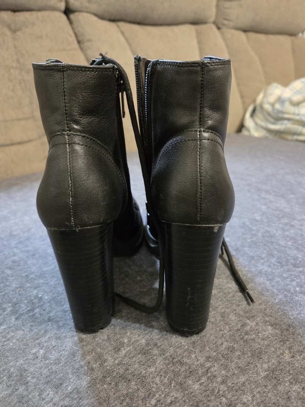 Aldo Black Lace-Up Combat Platform Ankle Boots - Picture 8 of 8